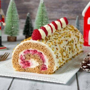 bûche roulée vanille framboise